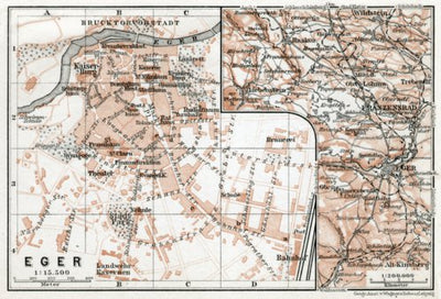 Waldin Eger (Cheb), town plan, 1910 digital map