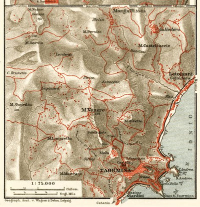 Waldin Environs of Taormina map, 1929 digital map