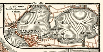 Waldin Environs of Taranto map, 1929 digital map