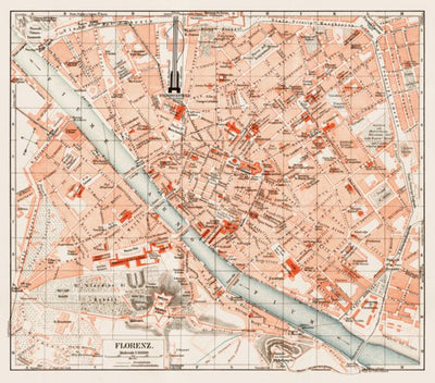 Waldin Florence (Firenze) city map, 1903 digital map