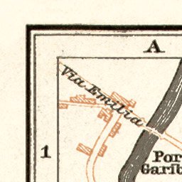 Waldin Forlì city map, 1909 digital map