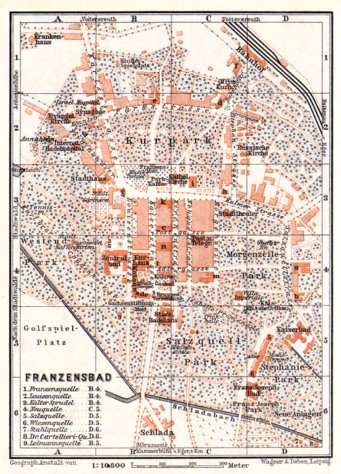 Waldin Franzensbad (Františkovy Lázně) town plan, 1913 digital map