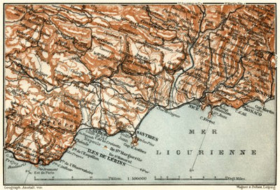 Waldin French Riviera from Fréjus to Menton, 1913 digital map
