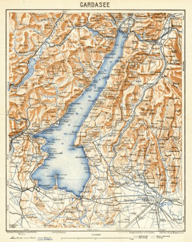 Waldin Garda Lake and environs map, 1929 digital map