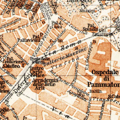 Waldin Genoa (Genova) city map, 1898 digital map