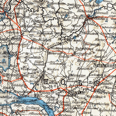 Waldin Germany, northwestern provinces of the northwestern part (with Schleswig). General map, 1906 digital map