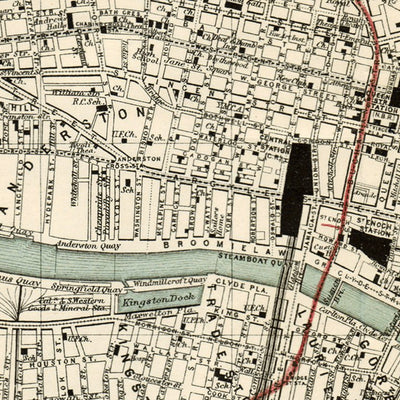 Waldin Glasgow city map, 1908 digital map