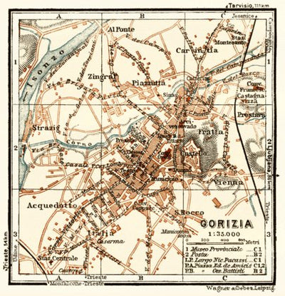 Waldin Gorizia (Görz) town plan, 1929 digital map