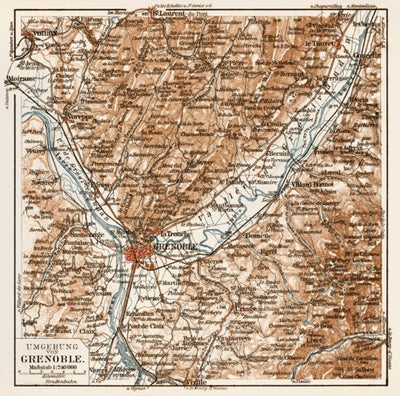 Waldin Grenoble environs map, 1913 digital map
