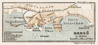 Waldin Hangö (Hanko) town plan, 1929 digital map