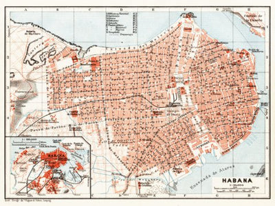 Waldin Havana (Habana), town plan, 1909 digital map