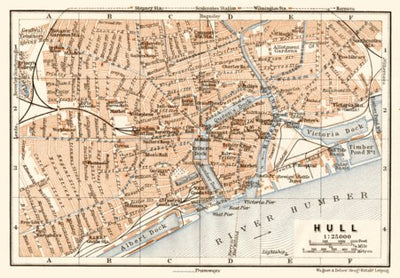 Waldin Hull (Kingston upon) city map, 1906 digital map