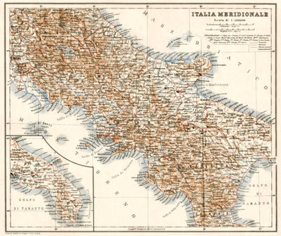 Waldin Italy, southern part map, 1912 digital map