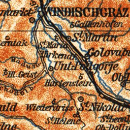 Waldin Karawanken Mountains and Bacher Mountains, 1911 digital map