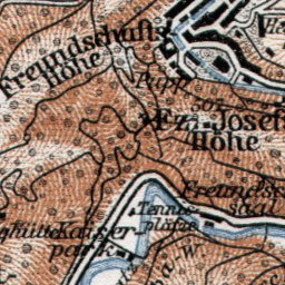 Waldin Karlsbad (Karlový Vary) and environs map, 1910 (first version) digital map
