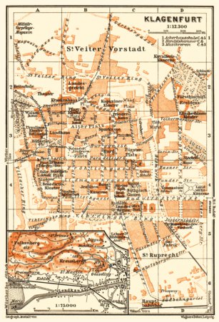 Waldin Klagenfurt town plan, 1911 digital map