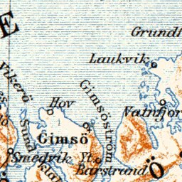 Waldin Lofoten Islands map, 1910 digital map