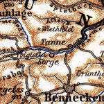 Waldin Lower and Upper Harz Mountains map, 1887 digital map