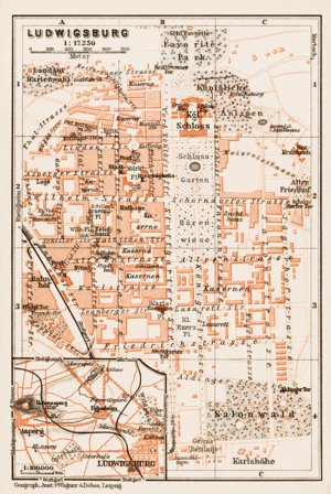 Waldin Ludwigsburg city map, 1909 digital map