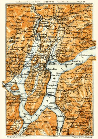 Waldin Lugano and environs map, 1908 digital map