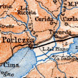 Waldin Map of Como and Lugano Lake environs, 1897 (first version) digital map