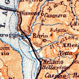 Waldin Map of Como and Lugano Lakes environs, 1898 digital map