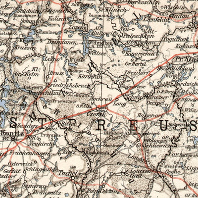 Waldin Map of northeastern part of Germany (with East Prussia), 1911 digital map