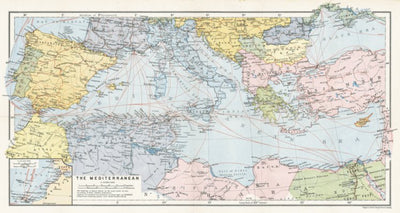 Waldin Map of the Countries of the Mediterranean, 1911 digital map