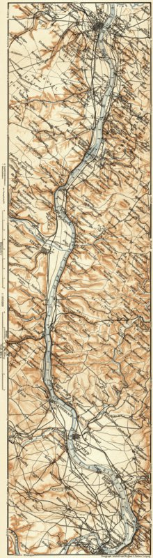 Waldin Map of the Course of the Rhine from Bonn to Coblenz, 1905 digital map