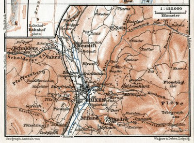 Waldin Map of the environs of Brixen, 1910 digital map