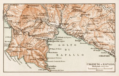 Waldin Map of the environs of Rapallo, 1903 digital map