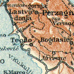Waldin Map of the Gulf of Kotor (Boka Kotorska) and Cetinje town plan, 1913 (1:9,000 scale) digital map