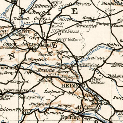 Waldin Map of the Northern France, 1909 digital map