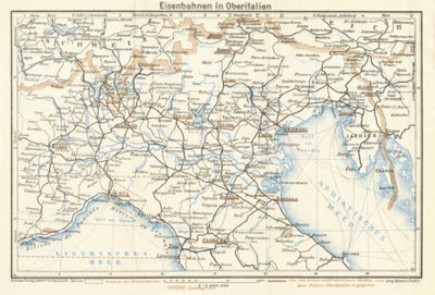 Waldin Map of the Northern Italy Railways, 1929 digital map