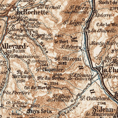 Waldin Map of the Savoie Mountains, 1913 digital map