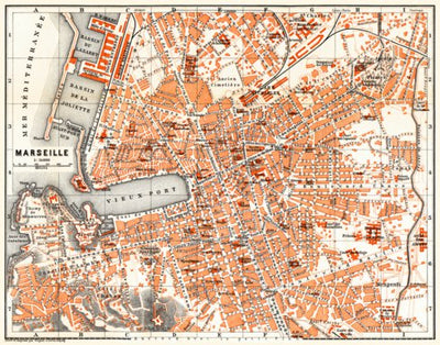 Waldin Marseille city map, 1885 digital map