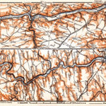 Waldin Meuse River course map from Liége to Namur, 1904 digital map