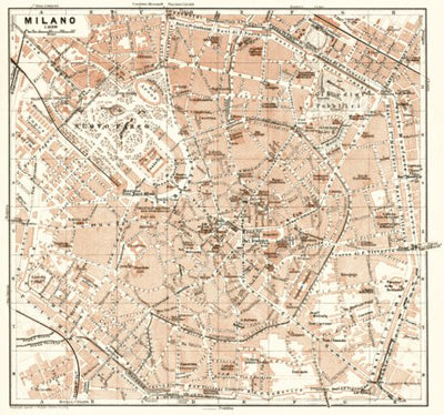 Waldin Milan (Milano) city map, 1909 digital map