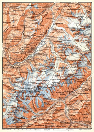 Waldin Mont Blanc and Chamonix Valley, 1898 digital map