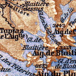 Waldin Mont Blanc and Chamonix Valley map, 1885 digital map