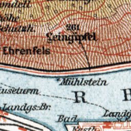 Waldin Niederwald. Environs of Bingen and Rüdesheim, 1927 digital map