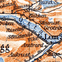 Waldin North Gudbrand Valley and Otta Valley district map, 1910 digital map