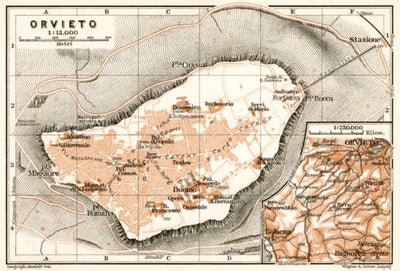 Waldin Orvieto city map, 1909 digital map