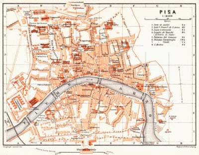 Waldin Pisa city map, 1908 digital map