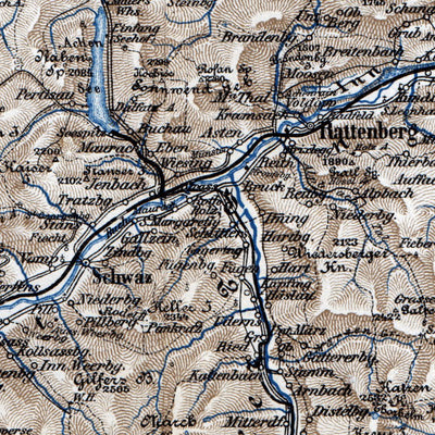 Waldin Puster and Zill Valleys map, 1911 digital map