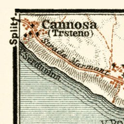 Waldin Ragusa (Dubrovnik) environs map, 1929 digital map