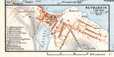 Waldin Reykjavik town plan, 1911 digital map