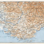 Waldin Riviera from Arles through Marseille to Nice map, 1913 digital map