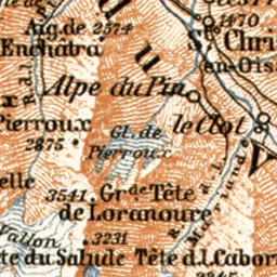 Waldin Romanche Valley and Vénéon Valley map, 1902 digital map