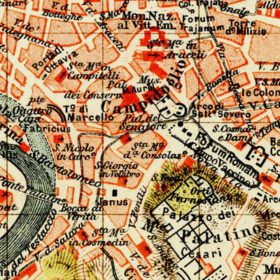 Waldin Rome (Roma) city map (legend in Russian), 1903 digital map